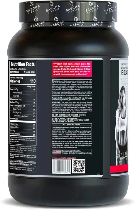 SASCHA FITNESS - SASCHA FITNESS Hydrolyzed Whey Protein Isolate Grass-Fed Strawberry 957Gr. - The Red Vitamin MX - Suplementos Alimenticios - {{ shop.shopifyCountryName }}