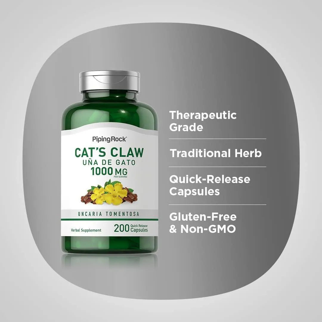 PIPING ROCK - Piping Rock Cat's Claw Capsules 1000Mg. 200 Capsulas - The Red Vitamin MX - Suplementos Alimenticios - {{ shop.shopifyCountryName }}