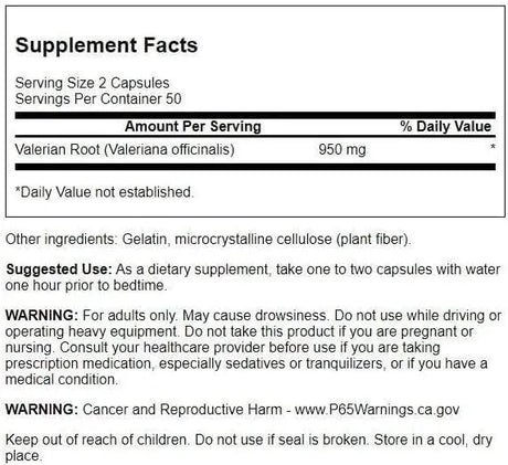 SWANSON - Swanson Valerian Root 475Mg. 100 Capsulas - The Red Vitamin MX - Suplementos Alimenticios - {{ shop.shopifyCountryName }}