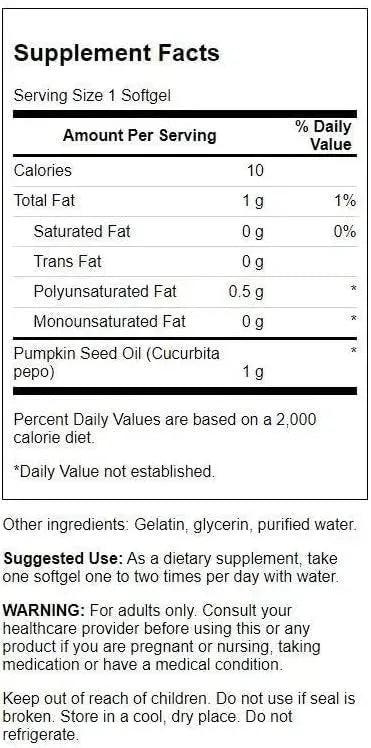 SWANSON - Swanson Pumpkin Seed Oil 1000Mg. 100 Capsulas Blandas 2 Pack - The Red Vitamin MX - Suplementos Alimenticios - {{ shop.shopifyCountryName }}