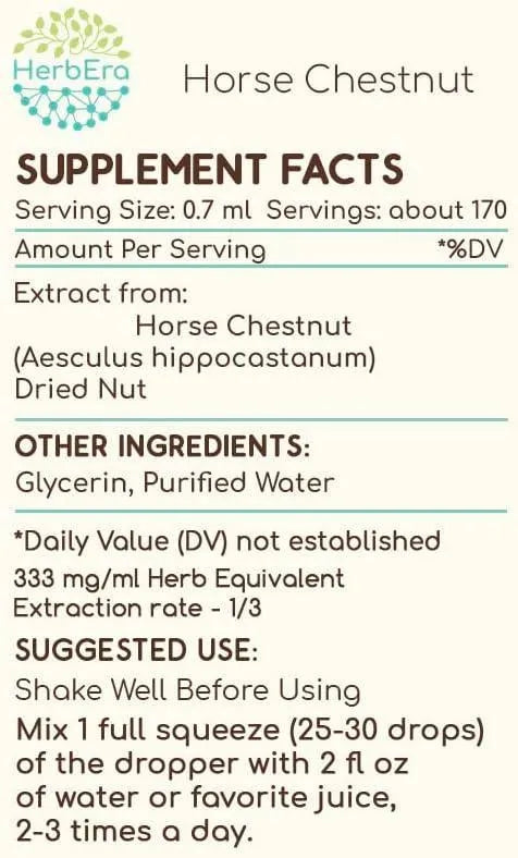 HERBERA - HerbEra Horse Chestnut B60 Alcohol-Free Herbal Extract Tincture 4 Fl.Oz. - The Red Vitamin MX - Suplementos Alimenticios - {{ shop.shopifyCountryName }}