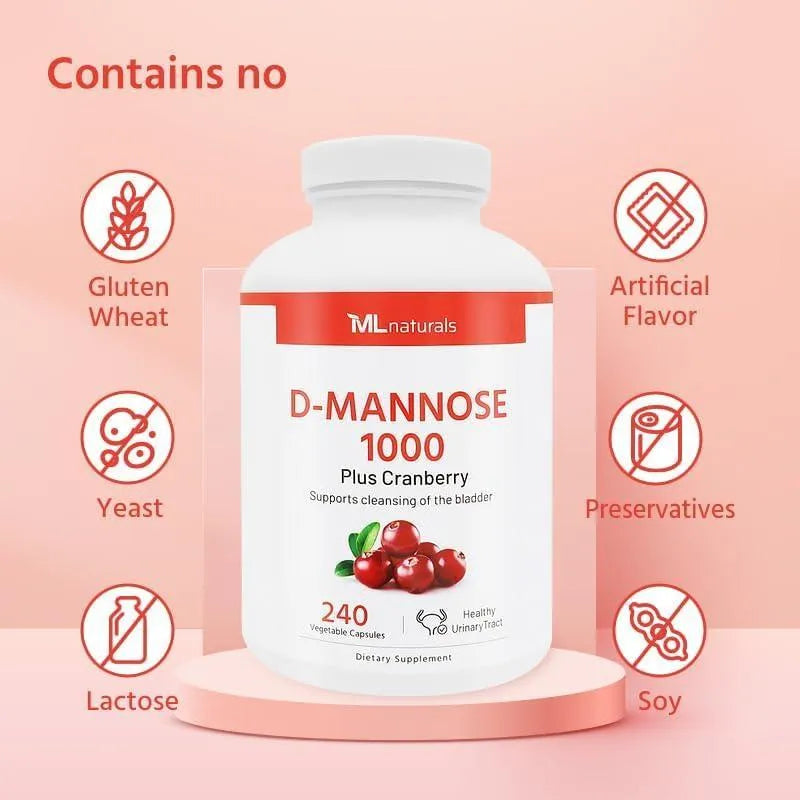 ML NATURALS - ML Naturals D-Mannose 1000Mg. 240 Capsulas - The Red Vitamin MX - Suplementos Alimenticios - {{ shop.shopifyCountryName }}