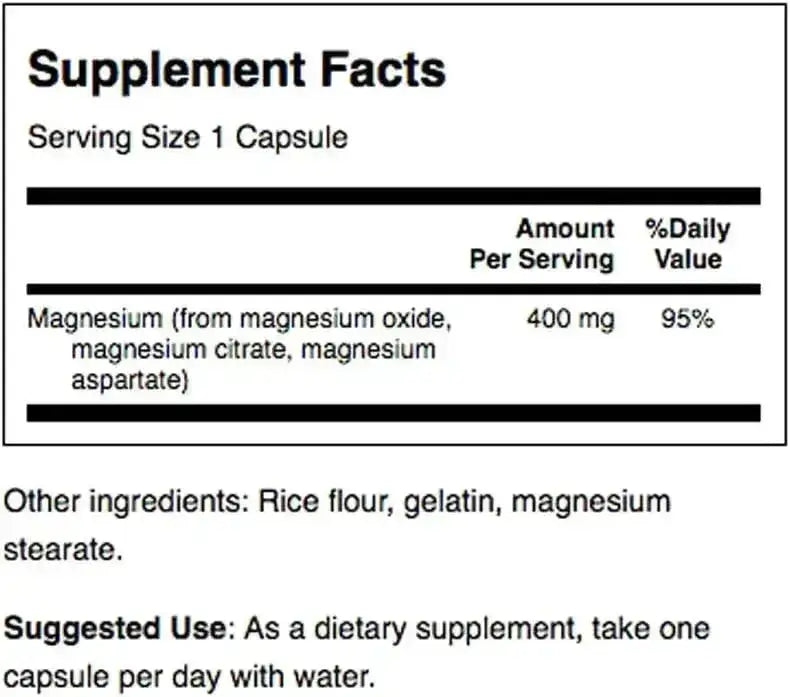 SWANSON - Swanson Triple Magnesium Complex 400Mg. 100 Capsulas - The Red Vitamin MX - Suplementos Alimenticios - {{ shop.shopifyCountryName }}