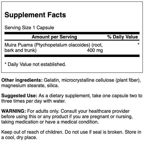 Swanson Muira Puama 400Mg. 90 Capsulas