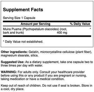 Swanson Muira Puama 400Mg. 90 Capsulas