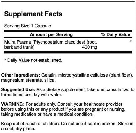 Swanson Muira Puama 400Mg. 90 Capsulas