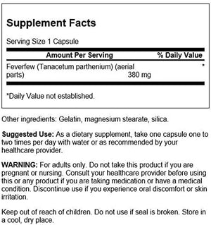 Swanson Feverfew 380Mg. 100 Capsulas