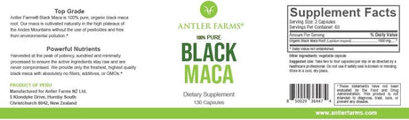 ANTLER FARMS - Antler Farms 100% Pure Black Maca Root 130 Capsulas - The Red Vitamin MX - Suplementos Alimenticios - {{ shop.shopifyCountryName }}