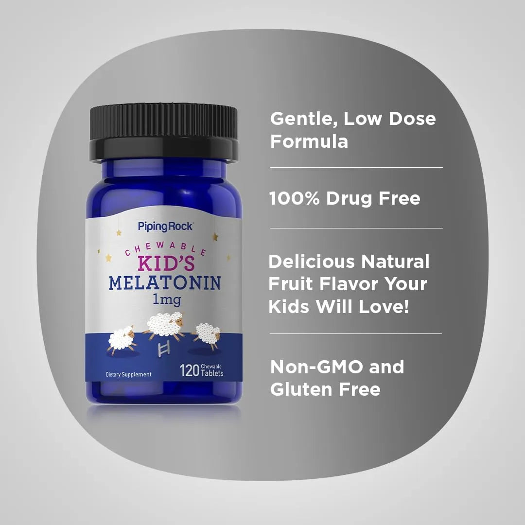 PIPING ROCK - Piping Rock Kids Melatonin 1Mg. 120 Tabletas Masticables - The Red Vitamin MX - Suplementos Alimenticios - {{ shop.shopifyCountryName }}