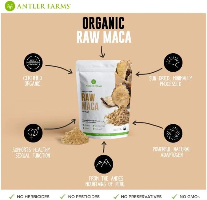 ANTLER FARMS - Antler Farms 100% Pure Organic Raw Maca Powder 200Gr. - The Red Vitamin MX - Suplementos Alimenticios - {{ shop.shopifyCountryName }}