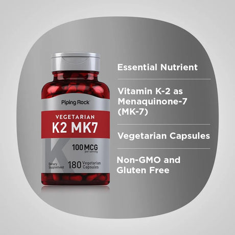 PIPING ROCK - Piping Rock K2 MK7 Vitamin 100mcg 180 Capsulas - The Red Vitamin MX - Suplementos Alimenticios - {{ shop.shopifyCountryName }}