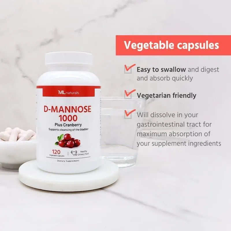 ML NATURALS - ML Naturals D-Mannose 1000Mg. 120 Capsulas - The Red Vitamin MX - Suplementos Alimenticios - {{ shop.shopifyCountryName }}