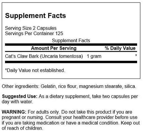 SWANSON - Swanson Full Specturm Cat's Claw Antioxidant Support 500Mg. 250 Capsulas 2 Pack - The Red Vitamin MX - Suplementos Alimenticios - {{ shop.shopifyCountryName }}