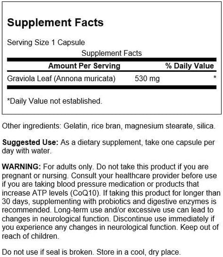 Swanson Graviola 530Mg. 60 Capsulas