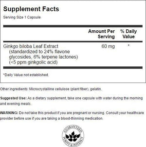 Swanson Ginkgo Biloba Extract 24% 60Mg. 240 Capsulas - The Red Vitamin MX - Suplementos Alimenticios - SWANSON