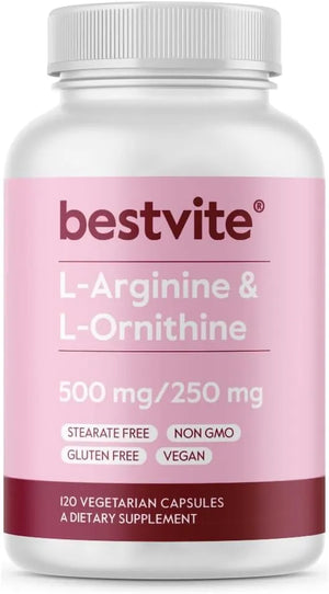 BESTVITE - BESTVITE L-Arginine L-Ornithine 500-250Mg. 120 Capsulas - The Red Vitamin MX - Suplementos Alimenticios - {{ shop.shopifyCountryName }}