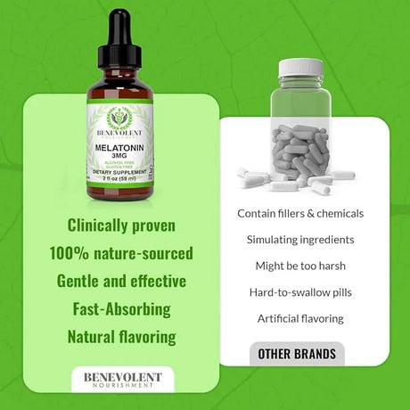 BENEVOLENT NOURISHMENT - Benevolent Melatonin Liquid 3Mg. 2 Fl.Oz. - The Red Vitamin MX - Suplementos Alimenticios - {{ shop.shopifyCountryName }}