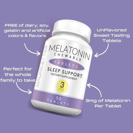 MAURICETTES - Mauricettes Natural Melatonin 3Mg. 50 Tabletas Masticables - The Red Vitamin MX - Suplementos Alimenticios - {{ shop.shopifyCountryName }}