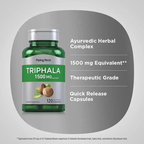 PIPING ROCK - Piping Rock Triphala 1500Mg. 120 Capsulas - The Red Vitamin MX - Suplementos Alimenticios - {{ shop.shopifyCountryName }}