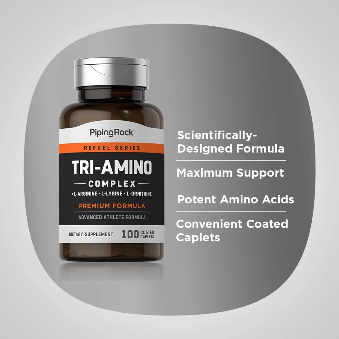 PIPING ROCK - Piping Rock Tri Amino L-Arginine L-Ornithine L-Lysine 100 Tabletas - The Red Vitamin MX - Suplementos Alimenticios - {{ shop.shopifyCountryName }}