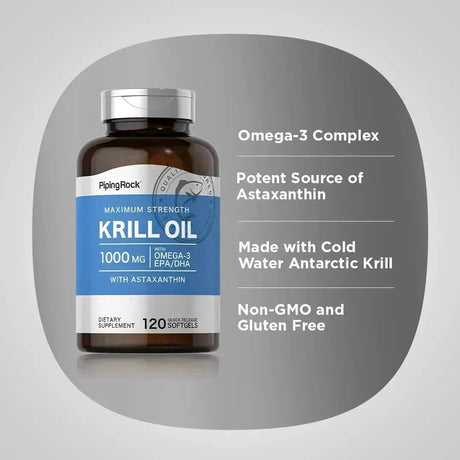 PIPING ROCK - Piping Rock Krill Oil Omega 3 1000Mg. 120 Capsulas Blandas - The Red Vitamin MX - Suplementos Alimenticios - {{ shop.shopifyCountryName }}