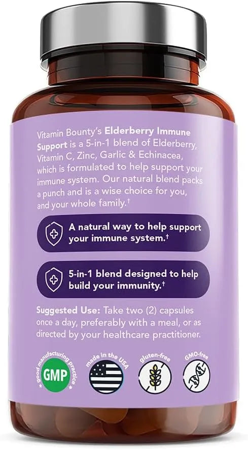 VITAMIN BOUNTY - Vitamin Bounty Elderberry Organic 60 Capsulas - The Red Vitamin MX - Suplementos Alimenticios - {{ shop.shopifyCountryName }}