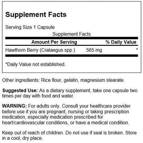 Swanson Hawthorn Berries Supplement 565Mg. 250 Capsulas - The Red Vitamin MX - Suplementos Alimenticios - SWANSON