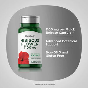 PIPING ROCK - Piping Rock Hibiscus Flowers 1100Mg. 120 Capsulas - The Red Vitamin MX - Suplementos Alimenticios - {{ shop.shopifyCountryName }}