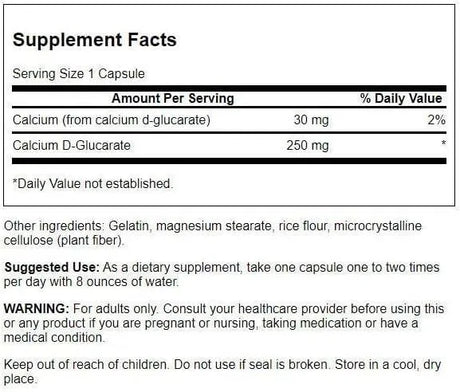 SWANSON - Swanson Calcium D-Glucarate 250Mg. 60 Capsulas - The Red Vitamin MX - Suplementos Alimenticios - {{ shop.shopifyCountryName }}