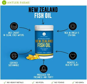 ANTLER FARMS - Antler Farms 100% Pure Wild Caught New Zealand Fish Oil 120 Capsulas Blandas - The Red Vitamin MX - Suplementos Alimenticios - {{ shop.shopifyCountryName }}