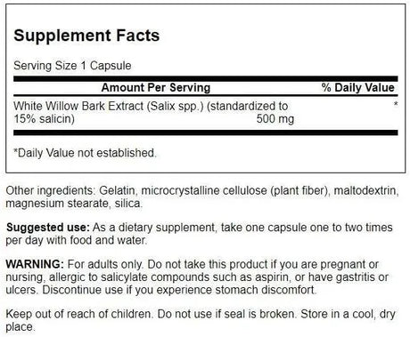 SWANSON - Swanson White Willow Bark Extract 500Mg. 120 Capsulas 2 Pack - The Red Vitamin MX - Suplementos Alimenticios - {{ shop.shopifyCountryName }}