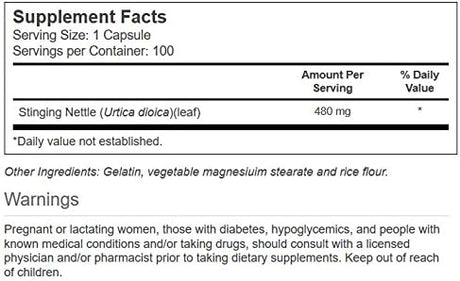 Vitacost Stinging Nettle Leaf 480Mg. 100 Capsulas