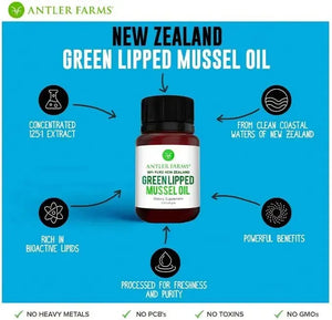 ANTLER FARMS - Antler Farms 100% Pure New Zealand Green Lipped Mussel Oil 120 Capsulas Blandas - The Red Vitamin MX - Suplementos Alimenticios - {{ shop.shopifyCountryName }}