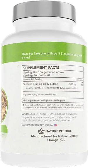 NATURE RESTORE - Nature Restore Shiitake Mushroom Extract 90 Capsulas - The Red Vitamin MX - Suplementos Alimenticios - {{ shop.shopifyCountryName }}