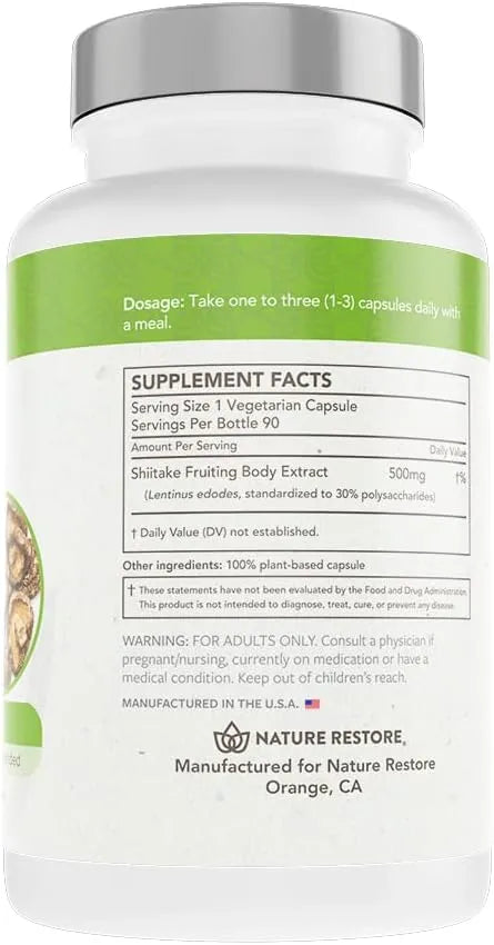 NATURE RESTORE - Nature Restore Shiitake Mushroom Extract 90 Capsulas - The Red Vitamin MX - Suplementos Alimenticios - {{ shop.shopifyCountryName }}