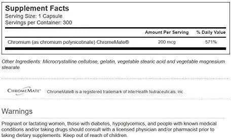 VITACOST - Vitacost GTF Chromium Polynicotinate as ChromeMate 200mcg 300 Capsulas - The Red Vitamin MX - Suplementos Alimenticios - {{ shop.shopifyCountryName }}