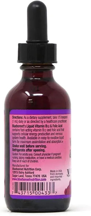 BLUEBONNET NUTRITION - Bluebonnet Nutrition Liquid Vitamin B12 & Folic Acid 2 Fl.Oz. - The Red Vitamin MX - Suplementos Alimenticios - {{ shop.shopifyCountryName }}