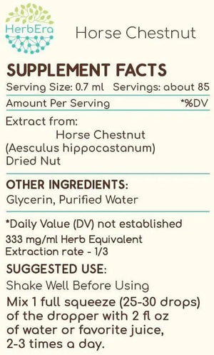 HERBERA - HerbEra Horse Chestnut B60 Alcohol-Free Herbal Extract Tincture 2 Fl.Oz. - The Red Vitamin MX - Suplementos Alimenticios - {{ shop.shopifyCountryName }}