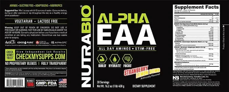 NUTRABIO - NutraBio Alpha EAA Hydration and Recovery Strawberry Lemon 458Gr. - The Red Vitamin MX - Suplementos Alimenticios - {{ shop.shopifyCountryName }}