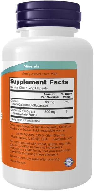 NOW SUPPLEMENTS - NOW Supplements Calcium D-Glucarate 500Mg. 90 Capsulas - The Red Vitamin MX - Suplementos Alimenticios - {{ shop.shopifyCountryName }}