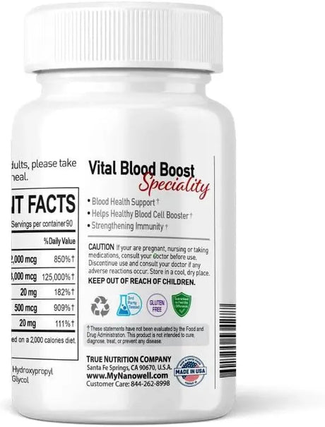 NANOWELL - NANOWELL Vital Blood Boost 90 Tabletas 3 Pack - The Red Vitamin MX - Suplementos Alimenticios - {{ shop.shopifyCountryName }}