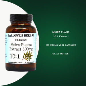 Barlowe's Herbal Elixirs Muira Puama 10:1 Extract 600Mg. 60 Capsulas