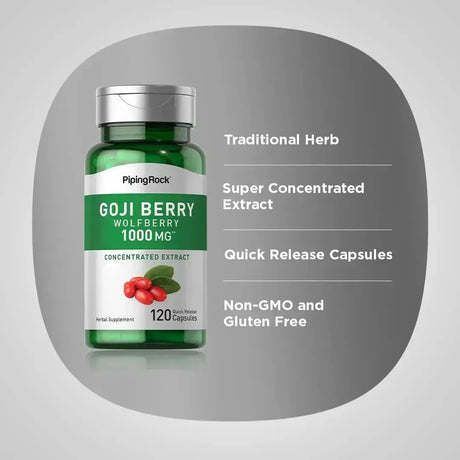 PIPING ROCK - Piping Rock Goji Berry 1000Mg. 120 Capsulas - The Red Vitamin MX - Suplementos Alimenticios - {{ shop.shopifyCountryName }}