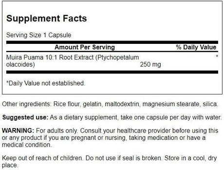 Swanson Muira Puama 250Mg. 60 Capsulas