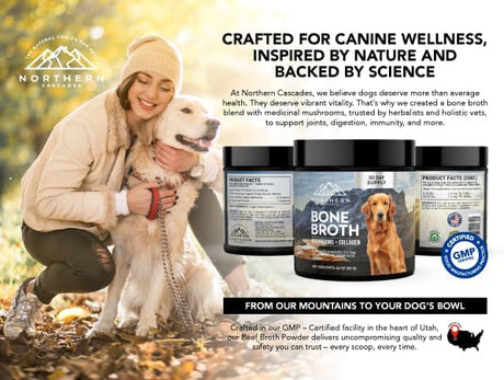NORTHERN CASCADES - Northern Cascades Bone Broth for Dogs with Medicinal Mushrooms 60 Servicios 85Gr. - The Red Vitamin MX - Suplementos Herbales Para Perros - {{ shop.shopifyCountryName }}