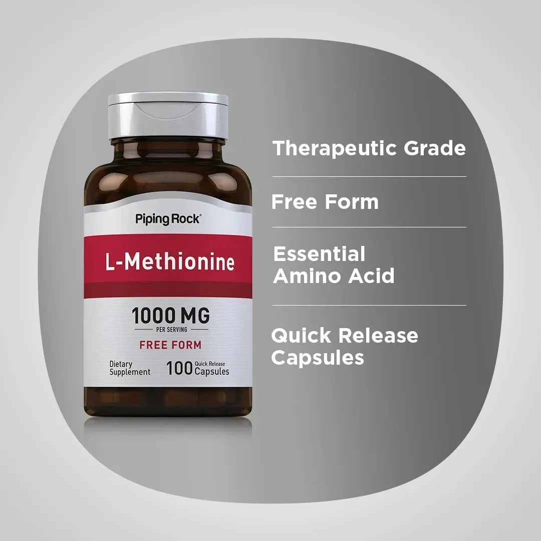 PIPING ROCK - Piping Rock L-Methionine 1000Mg. 100 Capsulas - The Red Vitamin MX - Suplementos Alimenticios - {{ shop.shopifyCountryName }}
