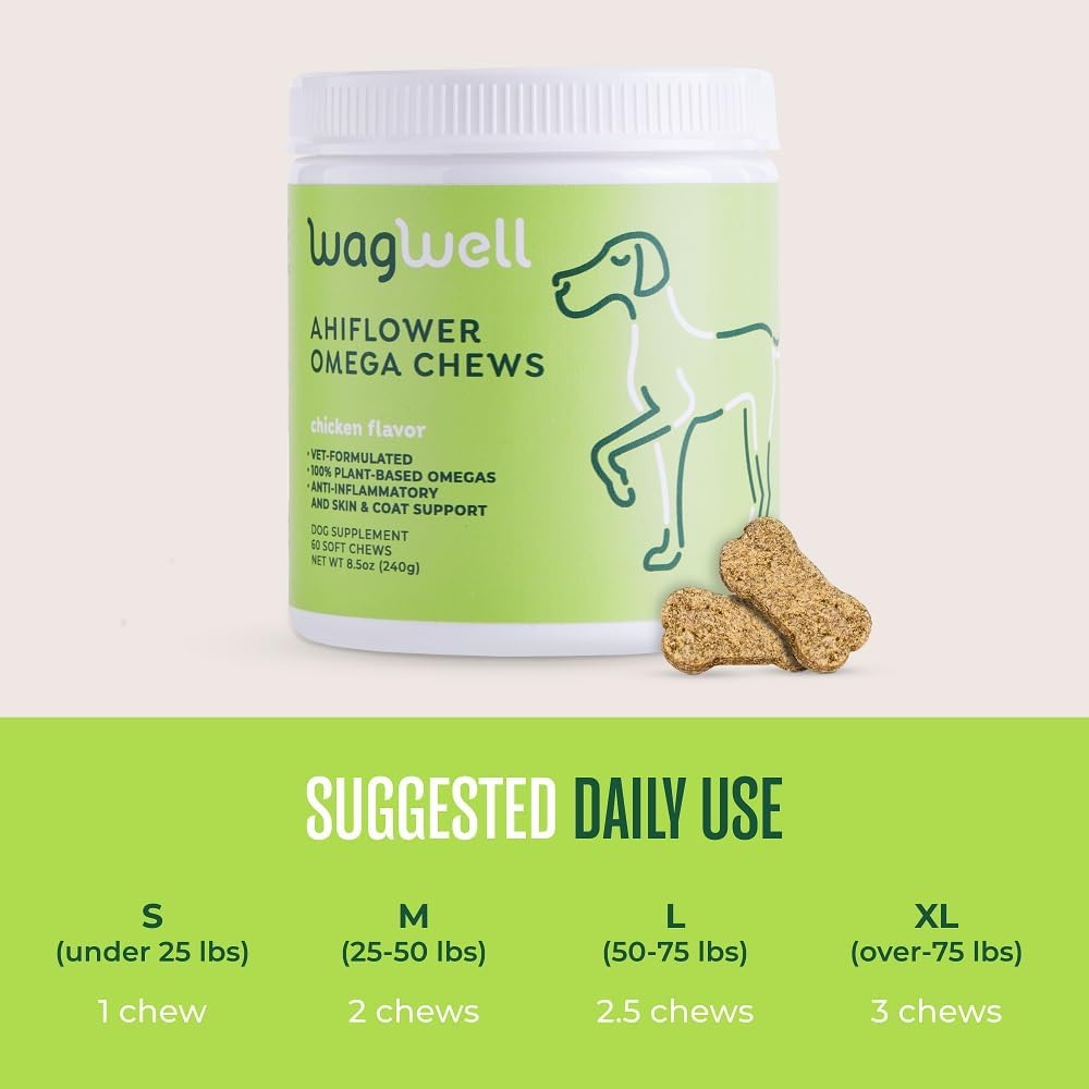 WagWell Ahiflower Omega Oil Dog Chews 60 Masticables