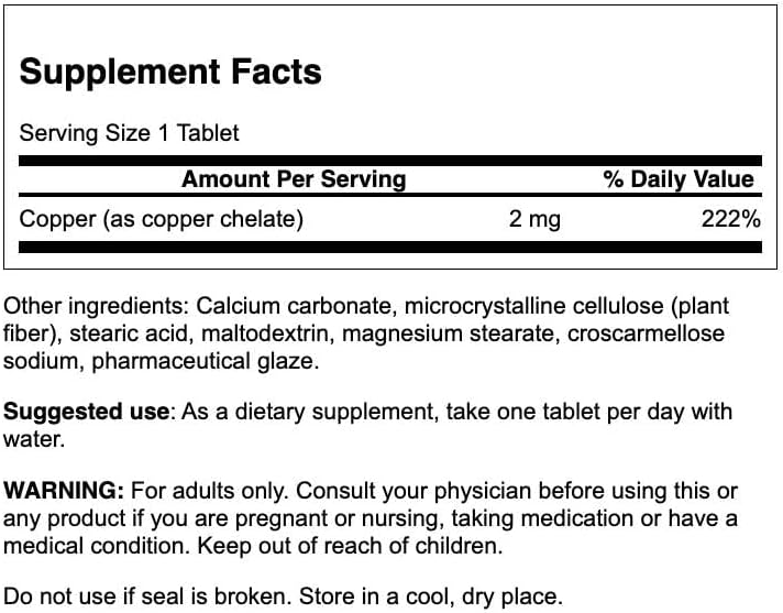 Swanson Copper Mineral 2Mg. 300 Tabletas