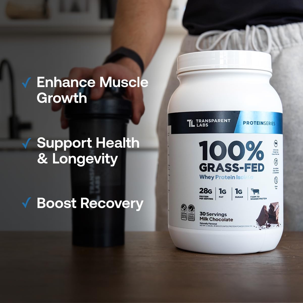 Transparent Labs Grass-Fed Whey Protein Isolate 30 Servicios 2.3Lb.