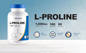 NUTRICOST - Nutricost L-Proline 1000Mg. 180 Capsulas - The Red Vitamin MX - Suplementos Alimenticios - {{ shop.shopifyCountryName }}